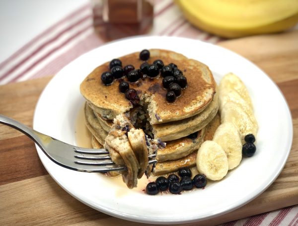 Blueberry Almond Protein Pancakes