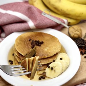 Chocolate Peanut Butter Banana Protein Pancakes